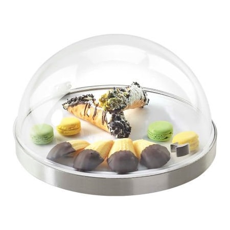 Cal-Mil Cal-Mil 3328-12-55 Round Base Flip Lid Chill Sampler Display 12" Dia. x 7-1/2"H Stainless Steel 3328-12-55